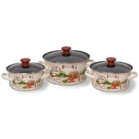 Набор эмалированной посуды 3 предмета Травы Прованса-1-ЭКСТРА - КМЗ