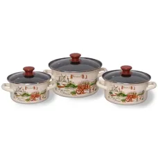 Набор эмалированной посуды 3 предмета Травы Прованса-1-ЭКСТРА - КМЗ