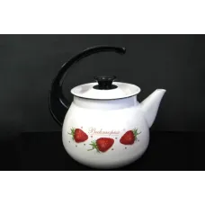 Чайник эмалированный сферический с рисунком без свистка 3 л - КМЗ