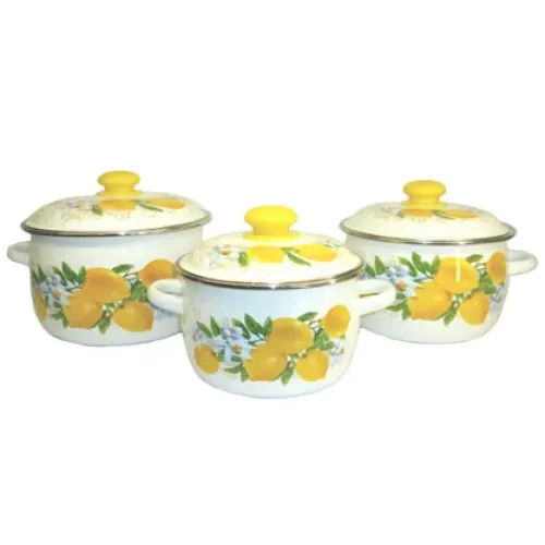 Набор эмалированной посуды 3 предмета №31 Лимоны - Сибирские Товары