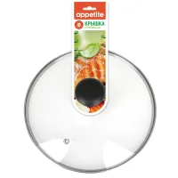 Крышка стеклянная металлический обод пластиковая кнопка 22 см РУКАВ TM Appetite