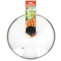 Крышка стеклянная с металлическим ободом и пластиковой кнопкой 26 см РУКАВ TM Appetite