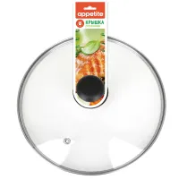 Крышка стеклянная с металлическим ободом и пластиковой кнопкой 28 см РУКАВ TM Appetite