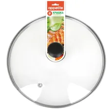 Крышка стеклянная металлический обод пластиковая кнопка 32 см РУКАВ TM Appetite
