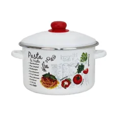 Кастрюля эмалированная цилиндрическая Паста 4 л мет/об