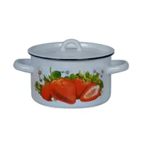 Кастрюля эмалированная 1.5 л серо-голубая с рисунком – Стальэмаль