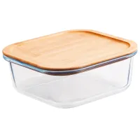 Контейнер стеклянный квадратный 800 мл бамбуковая крышка Studio TM Appetite
