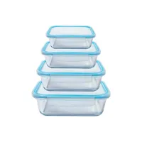 Набор контейнеров стеклянных прямоугольных 4 предмета 370, 640, 1040, 1500 мл син ТМ Appetite