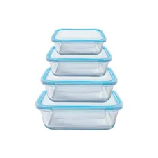 Набор контейнеров стеклянных прямоугольных 4 предмета 370, 640, 1040, 1500 мл син ТМ Appetite