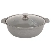 Кастрюля-жаровня с антипригарным покрытием со стеклянной крышкой ТМ KUKMARA Мраморная 4 л