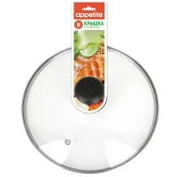 Крышка стеклянная с металлическим ободом, пластиковая кнопка, 24 см РУКАВ TM Appetite