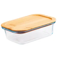 Контейнер стеклянный прямоугольный 1.04 л бамбуковая крышка Studio TM Appetite