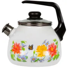 Чайник эмалированный со свистком Цветочный - Северсталь 3 л