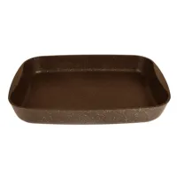 Противень с антипригарным покрытием литой 33.5x22х5.5 см Кофейный мрамор ТМ KUKMARA