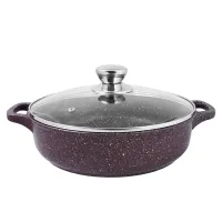 Жаровня с антипригарным покрытием литая стеклянная крышка Доломит ТМ Традиция 26 см