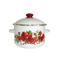 Кастрюля эмалированная 2 л цил с рисунком металлический обод Гранатовый сок – Сибирские Товары