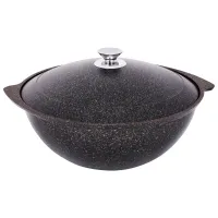 Казан с антипригарным покрытием литой 6 л для плова алюминиевая крышка Granit ultra ТМ KUKMARA