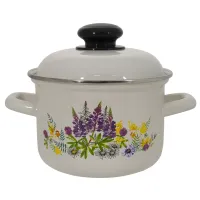 Кастрюля эмалированная с 2 ручками 1.5 л Люпины - Лысьвенские эмали