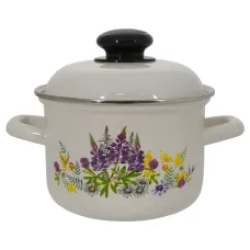 Кастрюля эмалированная с 2 ручками 1.5 л Люпины - Лысьвенские эмали