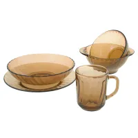 Набор стеклянный 30 предметов Elica - Стекло Дымка