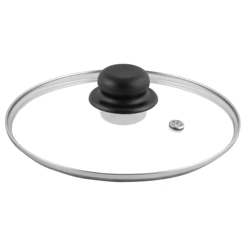 Крышка стеклянная металлический обод пластиковая кнопка 32 см TM Appetite