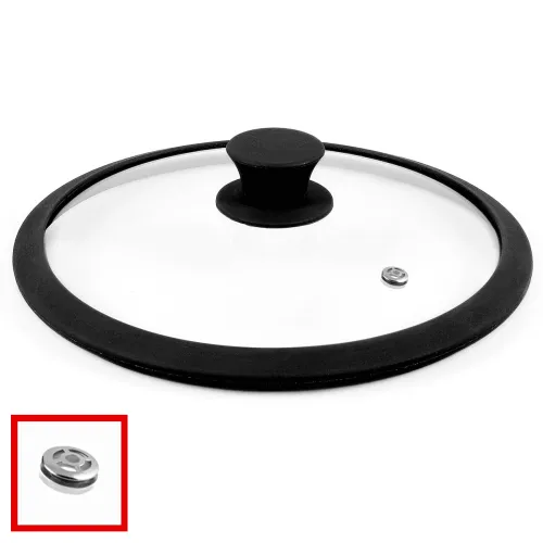 Крышка стеклянная силиконовый ободля кнопка 28 см TM Appetite