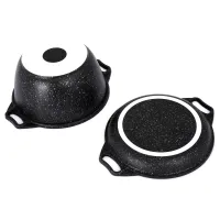 Казан с антипригарным покрытием литой с крышкой-сковородой Темный мрамор ТМ KUKMARA 3 л