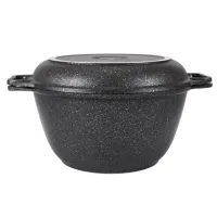 Казан с антипригарным покрытием литой с крышкой-сковородой Темный мрамор ТМ KUKMARA 4 л