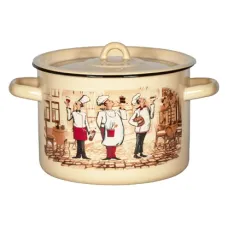 Кастрюля эмалированная цилиндрическая 4.5 л крем Сомелье