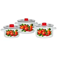 Набор эмалированной посуды 3 предмета Яблоки-груша