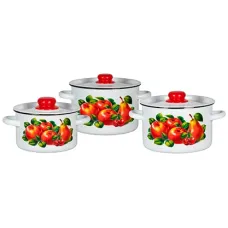 Набор эмалированной посуды 3 предмета Яблоки-груша