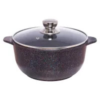 Кастрюля с антипригарным покрытием литая 4 л стеклянная крышка Сапфир ТМ Традиция