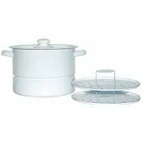 Мантоварка эмалированная без рисунка, 2 вставки, 7.5 л