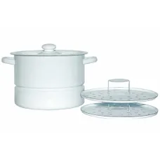 Мантоварка эмалированная без рисунка, 2 вставки, 7.5 л