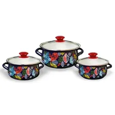 Набор эмалированной посуды из 3 предметов сферический Лесная ягода-1-ЭКСТРА (бостон)