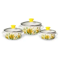 Набор эмалированной посуды из 3 предметов сферический Мимоза-1-Экстра