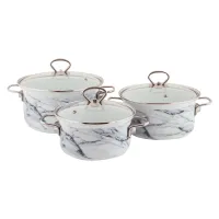 Набор эмалированной посуды 3 предмета Цил Белый мрамор-1-Элит - КМЗ
