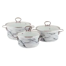 Набор эмалированной посуды 3 предмета Цил Белый мрамор-1-Элит - КМЗ