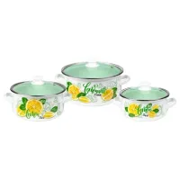 Набор эмалированной посуды 3 предмета Сфер Лимонный сет-1-Экстра