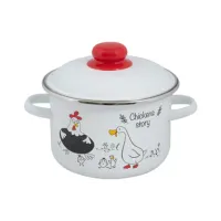 Кастрюля эмалированная цилиндрическая Chickens' stories 2 л - Стальэмаль