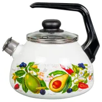 Чайник эмалированный 2 л Авокадо со свистком – Стальэмаль