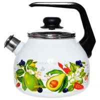 Чайник эмалированный 3 л Авокадо со свистком - Стальэмаль