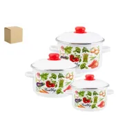 Набор эмалированной посуды 3 предмета №19 Flora-2 - Стальэмаль