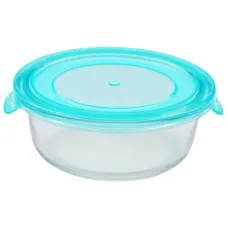 Контейнер стеклянный круглый голубой 620 мл ТМ Appetite