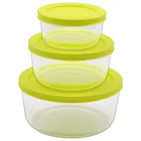 Набор контейнеров стеклянных круглых 3 предмета зеленый ТМ Appetite
