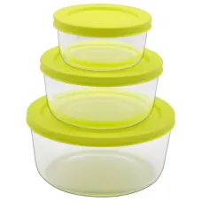 Набор контейнеров стеклянных круглых 3 предмета зеленый ТМ Appetite